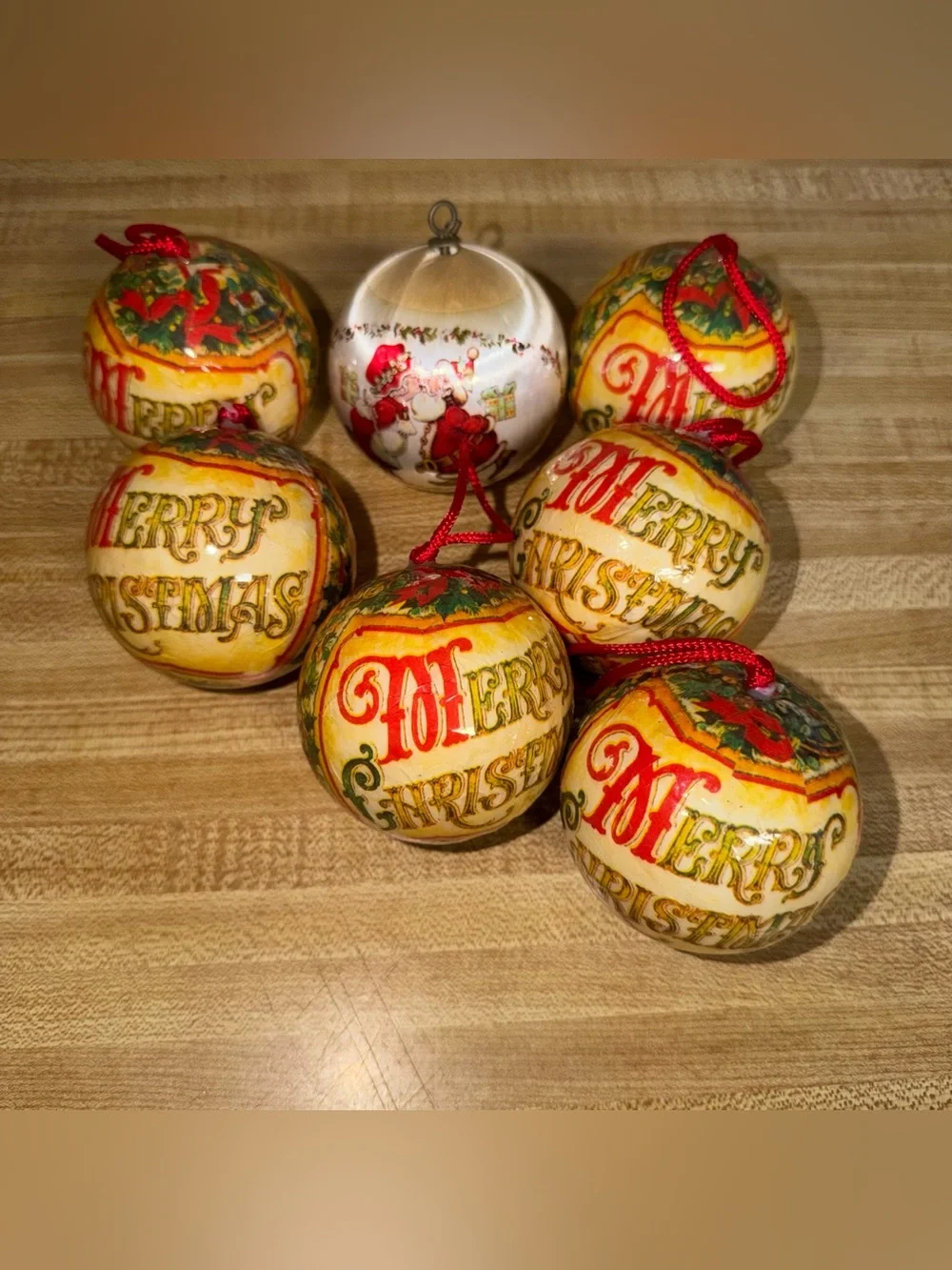 Holiday 'Merry Christmas' Decorative Ball Ornaments - Red‎ and Gold holiday